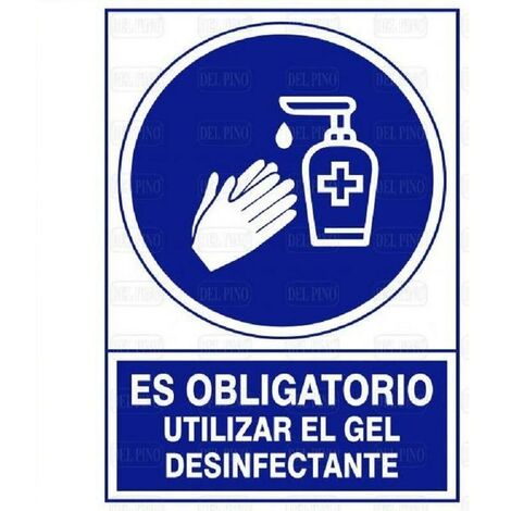 señal 1610 plástico 345x245 ''es obligatorio utilizar el gel desinfectante''