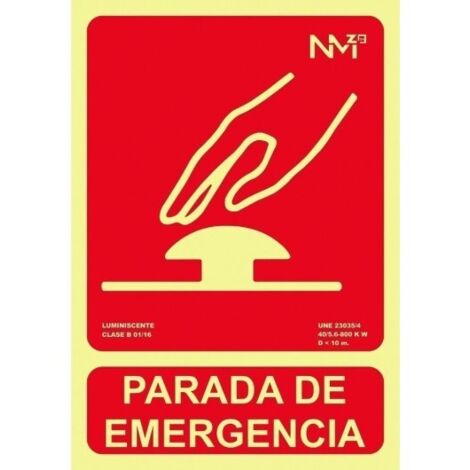 Señal 210x300mm pvc lumi parada emergencia rd00134