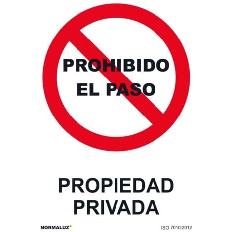 Señal 210x300mm pvc prohibido paso propieda privada rd40025