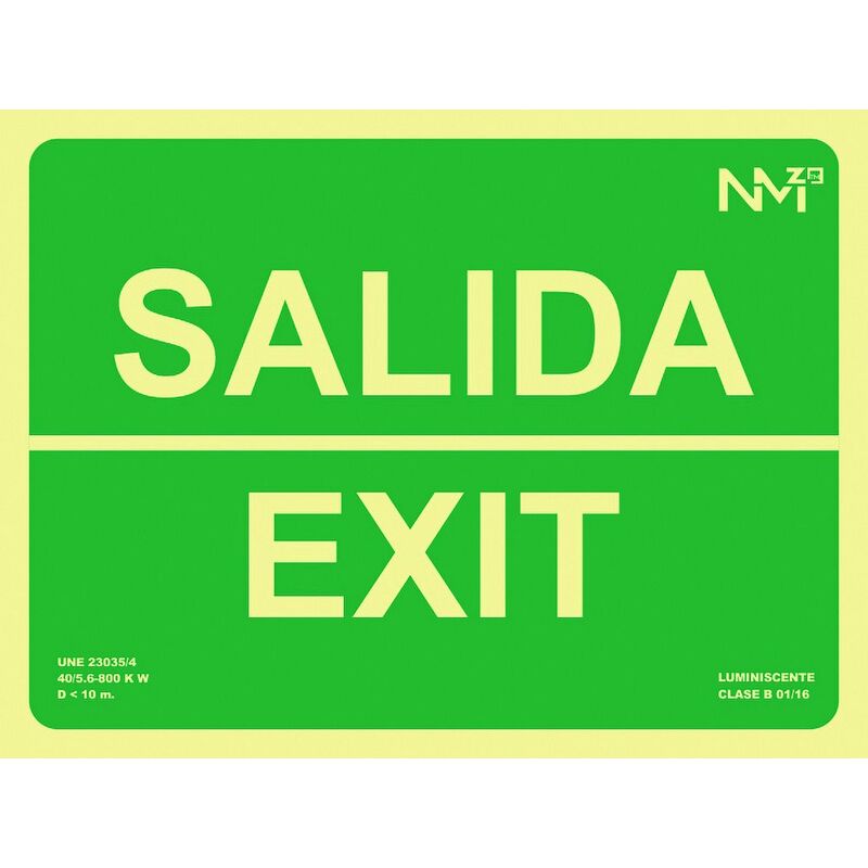 

Señal 224x300mm Pvc Lumi Salida/exit Rd14104