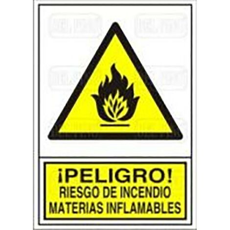 señal 347 plast.420x297''pl.ind.mat.infl'' ­peligro riesgo incendio mat.inflamables
