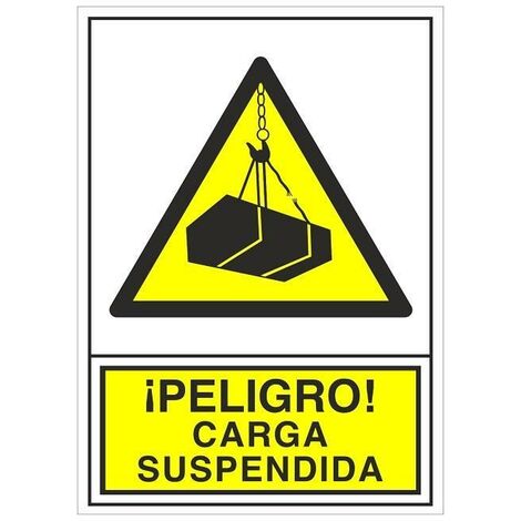 señal 388 plast.420x297''carga suspendida ­peligro carga suspendida