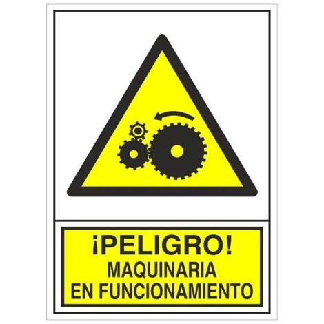 señal 393 adhesiva 148x105''maq.funcio.'' ­peligro maquinaria en funcionamiento