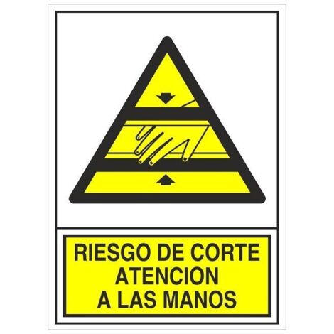 señal 396 adhesiva 105x74''r.corte manos'' riesgo de corte atencion a las manos