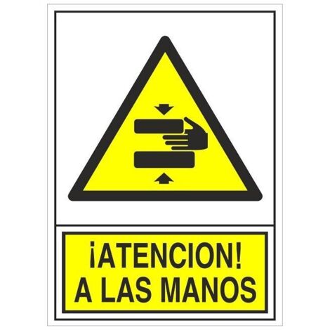señal 397 adhesiva 148x105 ''atenc.manos'' atencion a las manos