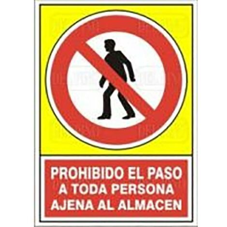 señal 413 plast.420x297''pr.per/aj.almac'' prohibido el paso toda pers.ajena almacen