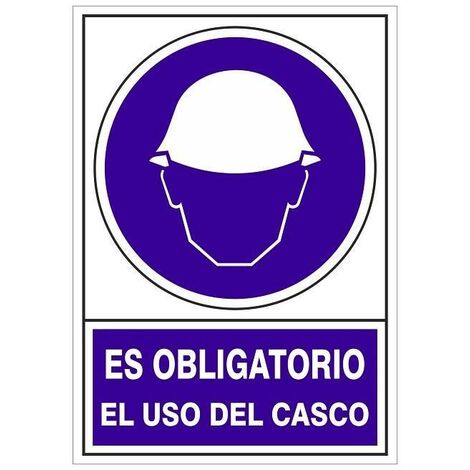señal 600 plast.420x297 ''obli.uso casco'' es obligatorio el uso del casco
