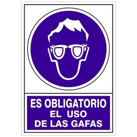 señal 610 adhesiva 148x105''ob.uso gafas'' es obligatorio el uso de las gafas