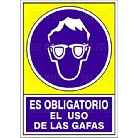 señal 610 plast.420x297 ''obli.uso gafas'' es obligatorio el uso de las gafas