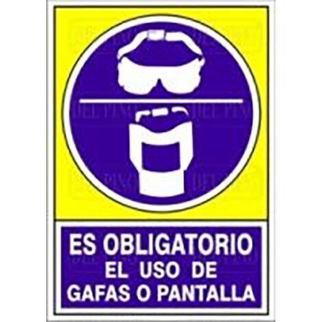 señal 611 plastico 420x297 ''obli.gafa/pant'' es obligatorio el uso de gafa o pantalla