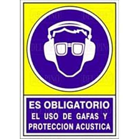 señal 624 adhes.148x105''ob.gafa/p.acust'' es obligatorio uso gafas y prot.acustica