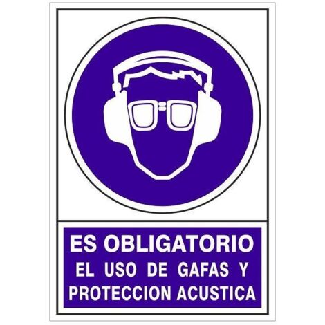 señal 624 plast.295x210''ob.gafa/p.acust'' es obligatorio uso gafas y prot.acustica