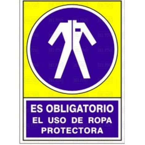 señal 643 plástico 345x245 ''obligatorio uso ropa protectora''