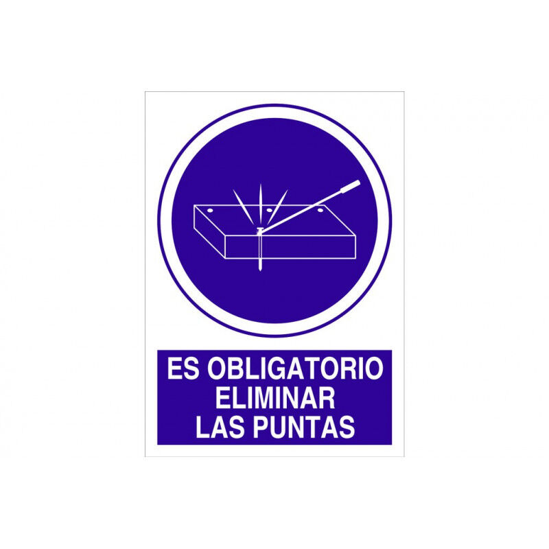 

Señal obligación pictorama y texto - Obligatorio eliminar las puntas | Adhesivo - 210x148 mm