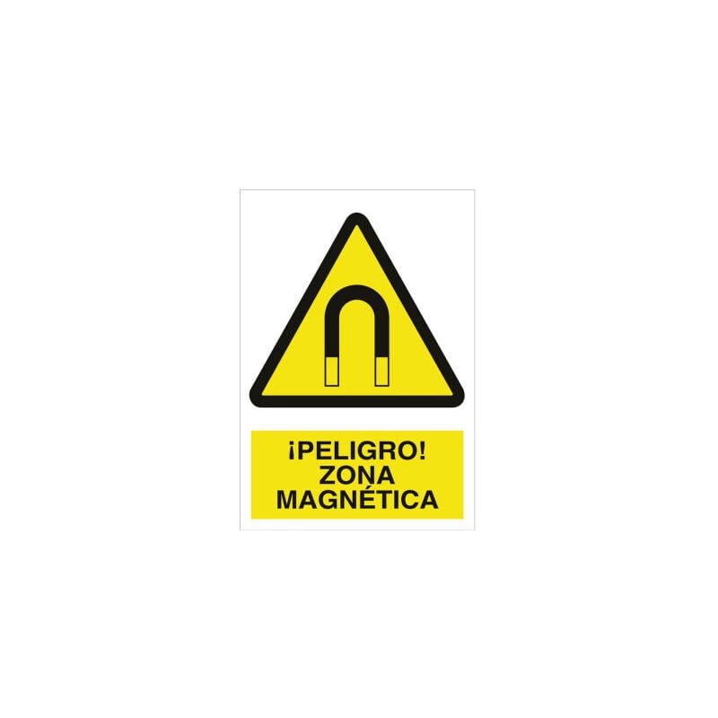 

Señal advertencia pictorama y texto - ¡Peligro! zona magnética | Adhesivo - 297x210 mm