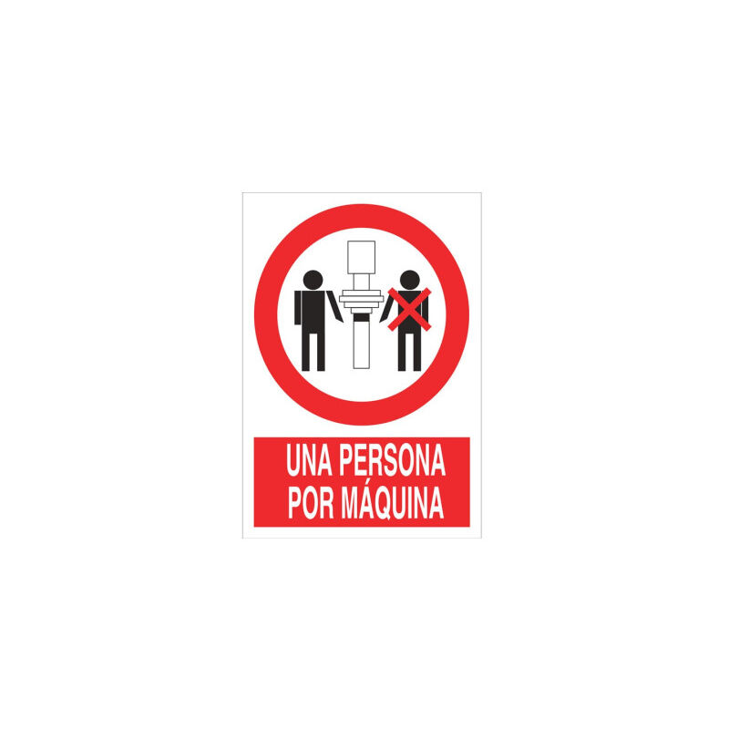 

Señal prohibido pictograma y texto - Una persona por máquina | 297X210 - Pegatina Adhesiva