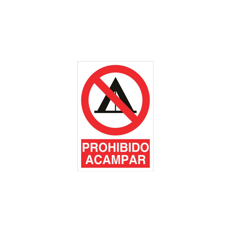 

Señal prohibido pictograma y texto - Prohibido acampar | 297X210 - Pegatina Adhesiva