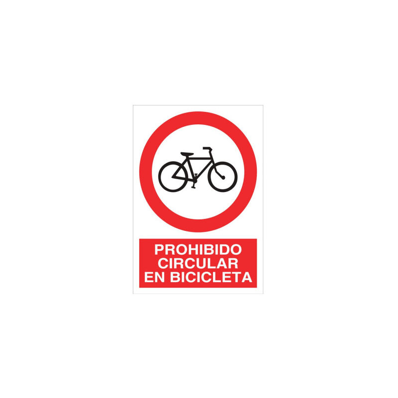 

Señal prohibido pictograma y texto - Prohibido circular en bicicleta | 297X210 - Pegatina Adhesiva