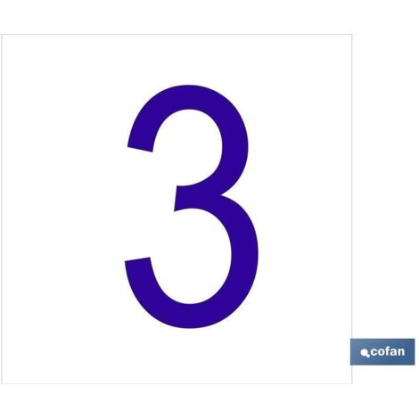Señal adhesiva 62x62mm con fondo blanco y carácter azul, diseño variable.
