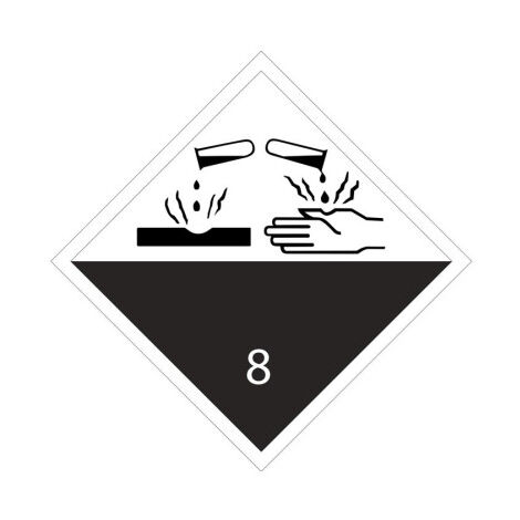 Señal adhesiva de Materias Corrosivas (Clase 8)                                                          300X300 Material AD