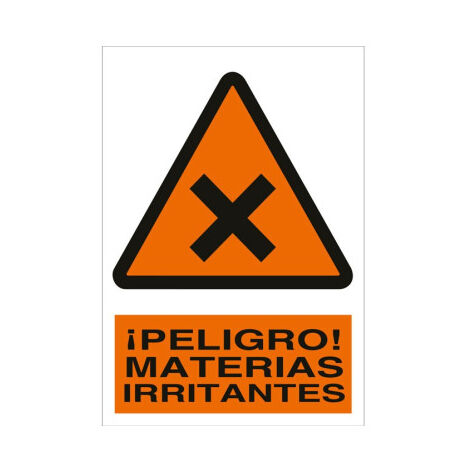 Señal adhesiva Peligro materias irritantes en poliestireno para advertencia industrial                                                   Poliestireno       420X297 mm