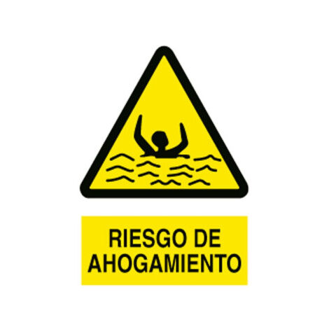 Señal adhesiva Riesgo de ahogamiento en poliestireno para advertencia en zonas acuáticas Poliestireno 297X210 mm