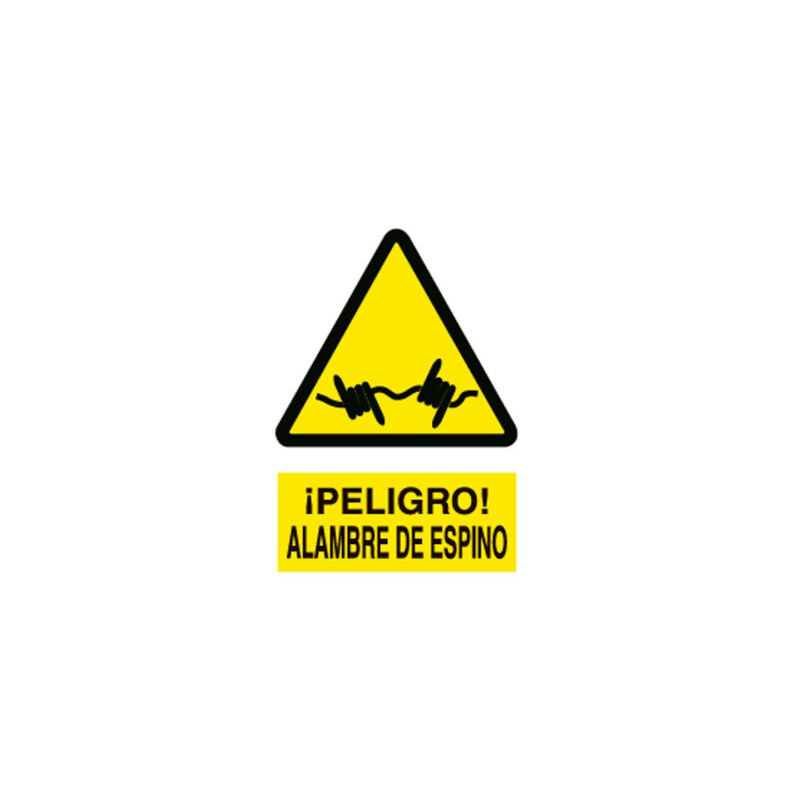 

Señal advertencia pictorama y texto - Alambre de Espino | Adhesivo - 297x210 mm