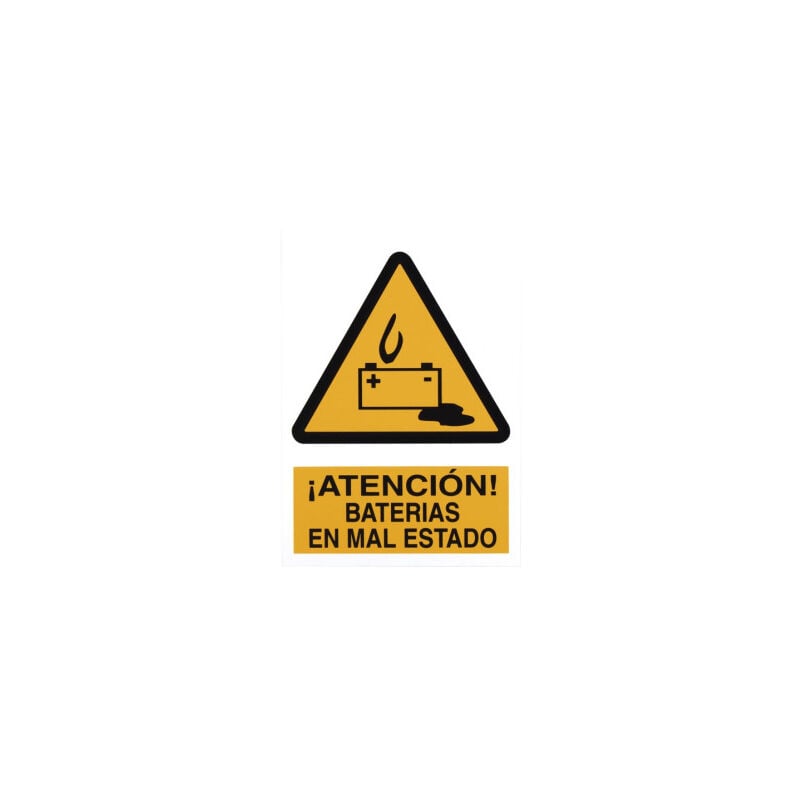 

Señal advertencia pictorama y texto - Baterías en mal estado | Adhesivo - 148x105 mm