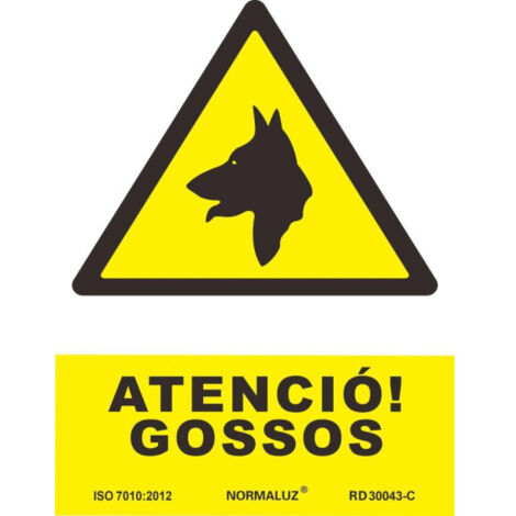 Señal atenció gossos pvc 0,7mm 210x300mm