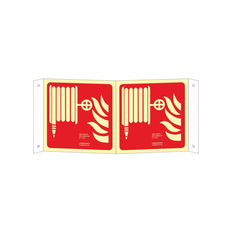 

Señal Boca de Incendio (Sin Texto) Panorámica Luminiscente | CLASE A (PVC 1 mm) - 420 x 420 mm