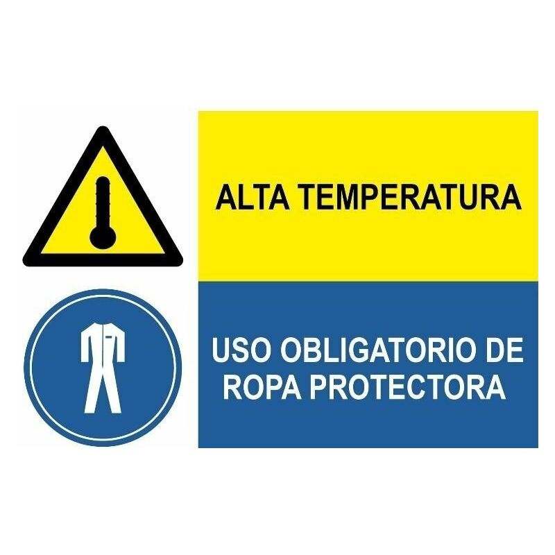 

Señal combinada alta temperatura y uso ropa protectora | PVC Blanco 07 mm