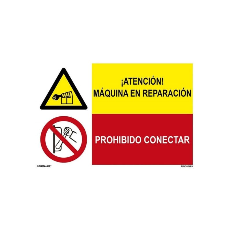 

Señal combinada atención maquina en reparación y prohibido conectar | Adhesivo vinilo