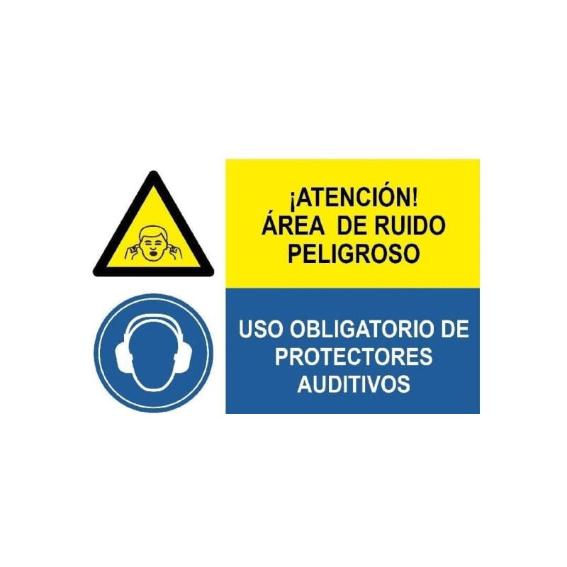 

Señal combinada atencion ruido peligroso uso de protectores auditivos | Adhesivo vinilo