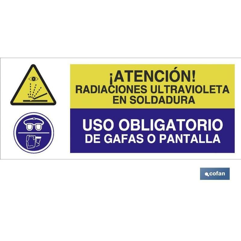 

PLIMPO señal poliestireno 1,5mm 507x210 combinada peligro/obligación