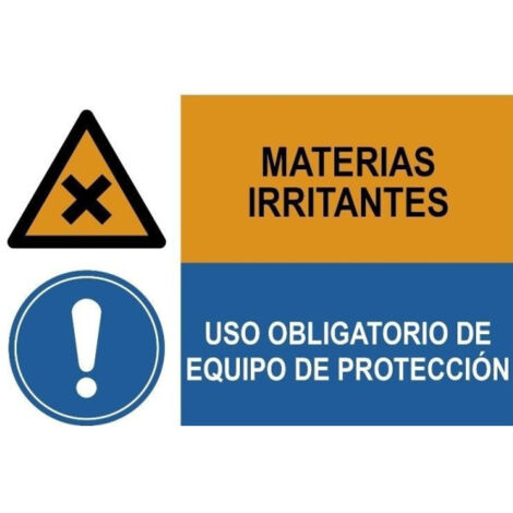 Señal combinada Materias irritantes Uso obligatorio de protección SEKURECO Adhesivo vinilo