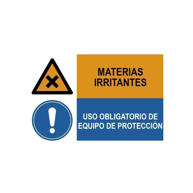 

Señal combinada materias irritantes y uso obligatorio de protección | Adhesivo vinilo