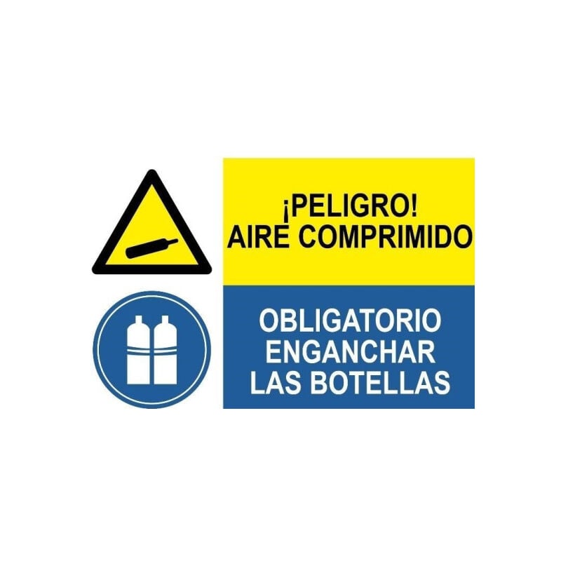 

Señal combinada peligro aire comprimido y enganchar botellas | Adhesivo vinilo