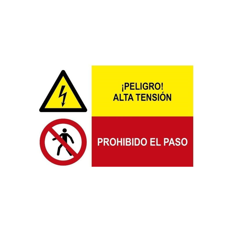 

Señal combinada peligro alta tensión y prohibido el paso | Adhesivo vinilo