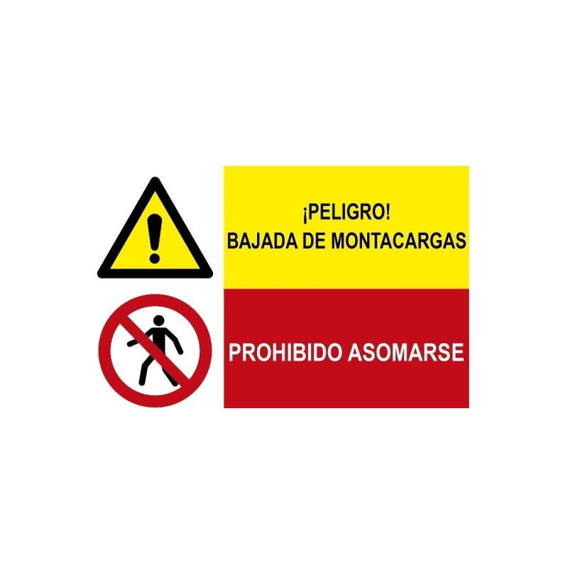 

Señal combinada peligro de montacargas y prohibo asomarse | Adhesivo vinilo