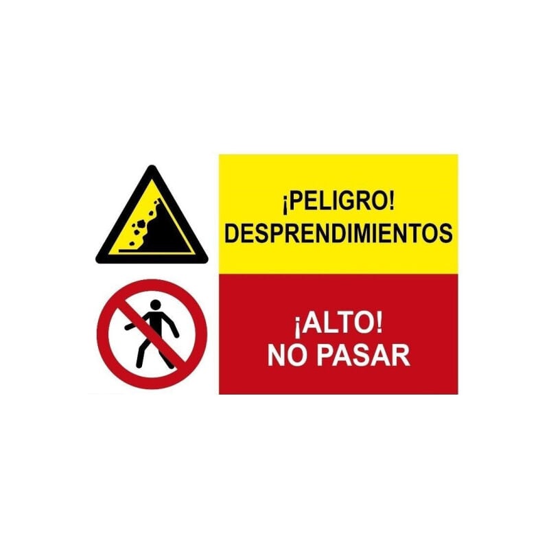 

Señal combinada peligro desprendimientos y alto no pasar | Adhesivo vinilo