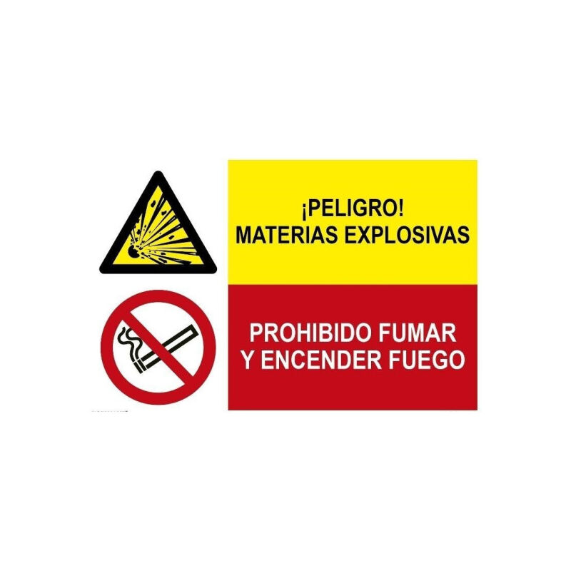 

Señal combinada peligro materias explosivas y prohibido fumar | Adhesivo vinilo
