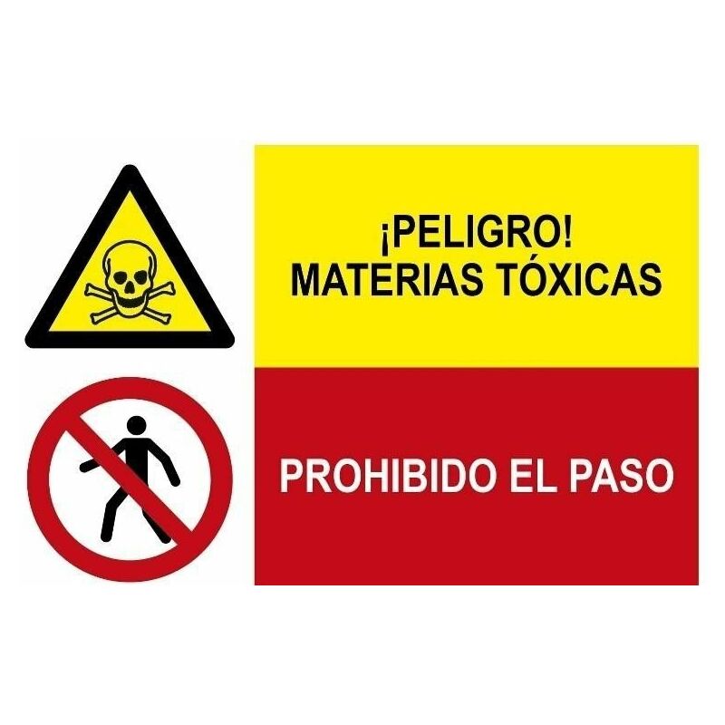 

Señal combinada peligro materias toxicas y prohibido el paso | Adhesivo vinilo