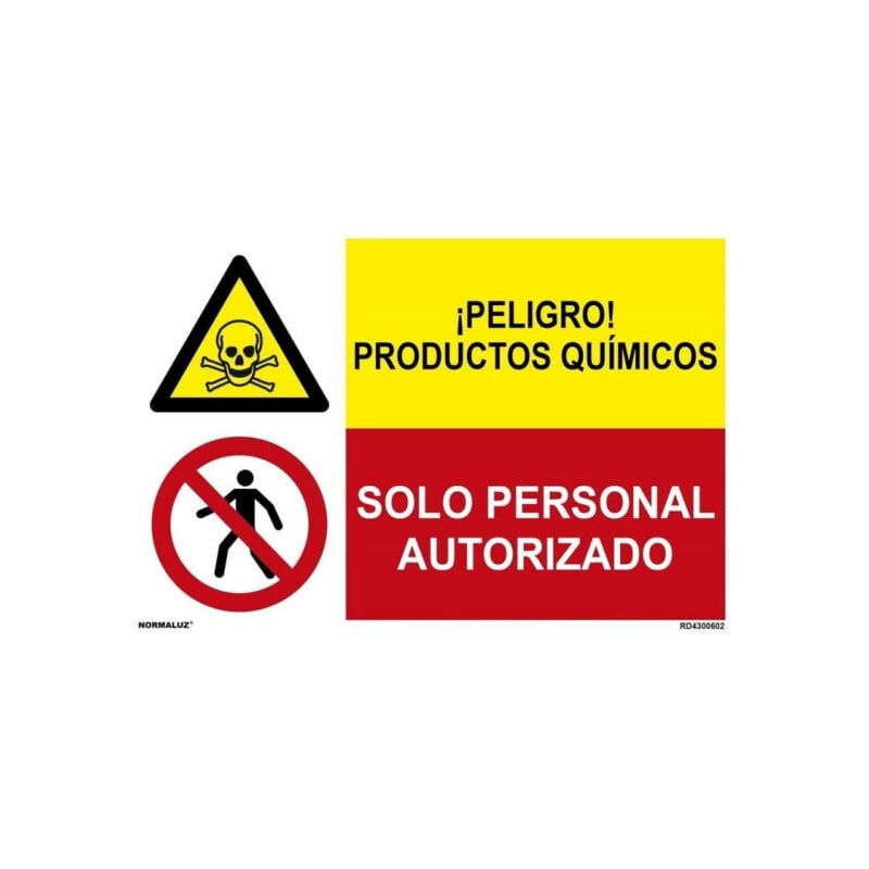 

Señal combinada peligro productos quimicos y solo personal autorizado | Adhesivo vinilo