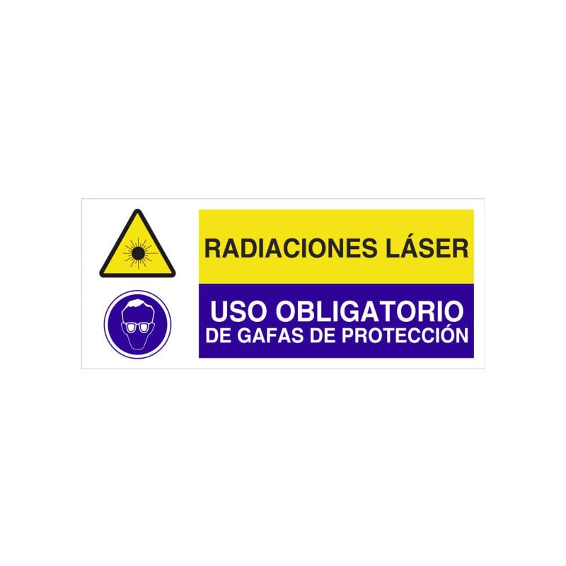 

Señal combinada RADIACIONES LÁSER - OBLIGATORIO GAFAS DE PROTECCIÓN | 717X297 mm