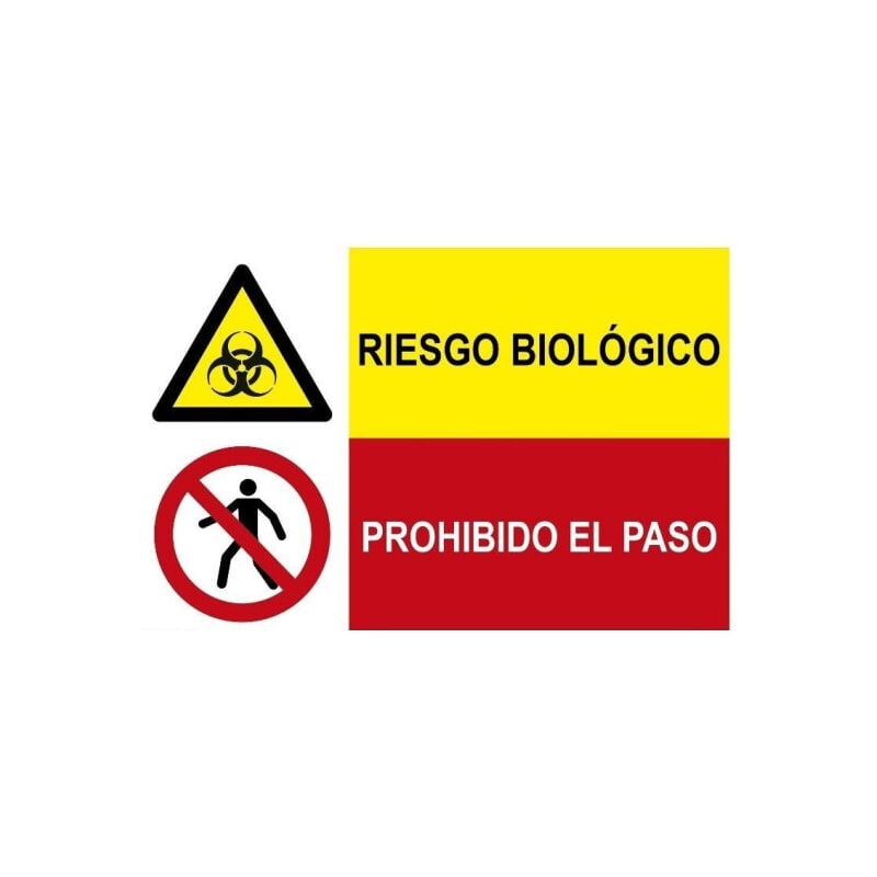 

Señal combinada riesgo biológico y prohibido el paso | PVC Blanco 07 mm