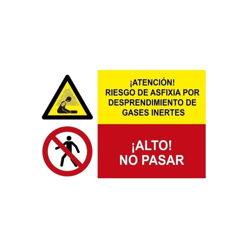 

Señal combinada riesgo de asfixia por gases y alto no pasar | PVC Blanco 07 mm