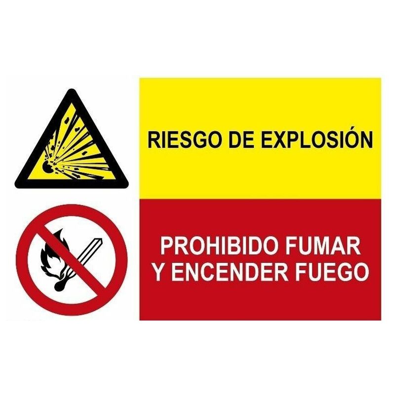 

Señal combinada riesgo de explosión y prohibido fumar | Adhesivo vinilo