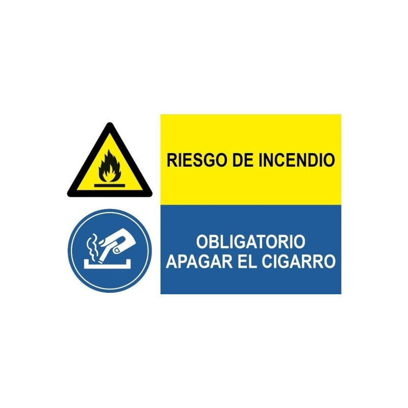 

Señal combinada riesgo de incendio y obligatorio apagar cigarro | Adhesivo vinilo
