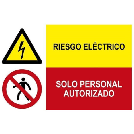 Señal combinada riesgo eléctrico Solo personal autorizado SEKURECO PVC Blanco 0.7 mm