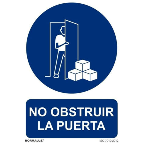 Señal con tintas UV que indica No Obstruir La Puerta SEKURECO                         100 x 150 mm                          ADHESIVOS DE VINILO